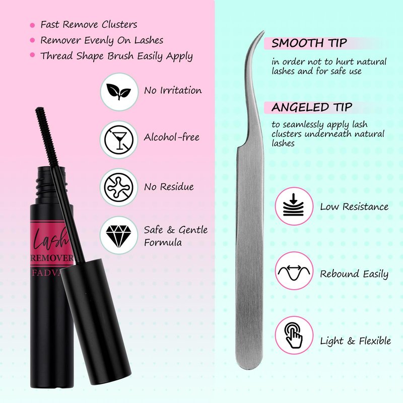 FADVAN Lash Clusters DIY Lash Extensions Kit 280pcs Individual Lashes Clusters 30D+40D Eyelash Extension Kit with Applicator and Lash Bond&Seal,Glue Remover, Beginner Friendly (30D+40D, 0.07D, 9-16mm)