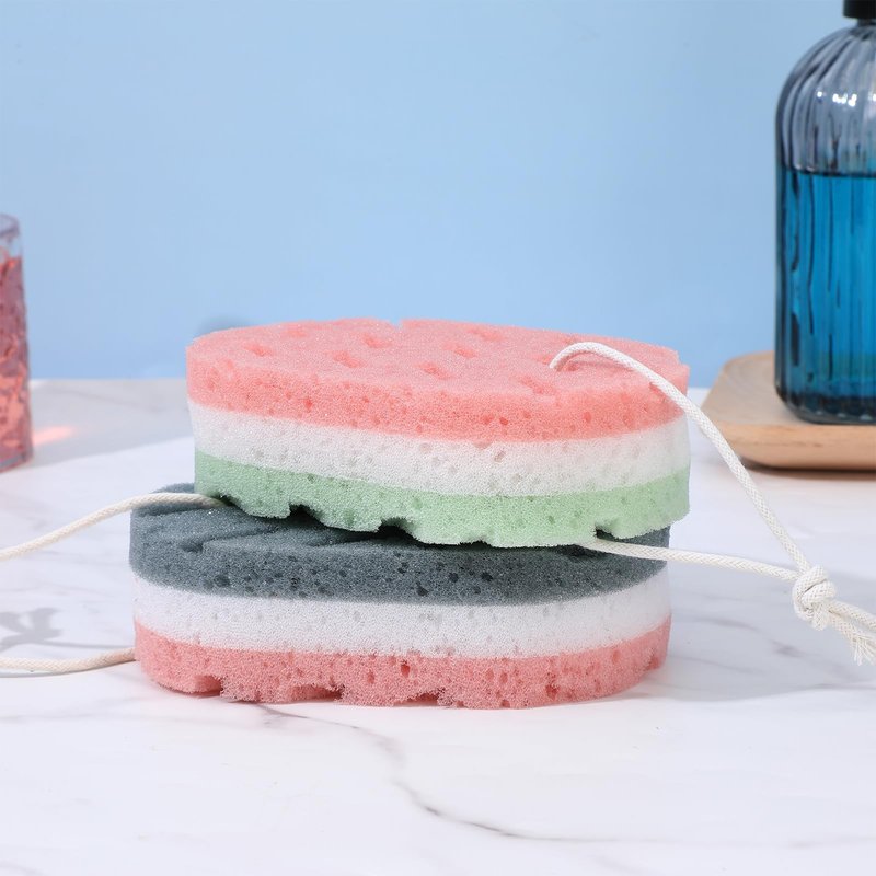 DOPENSPI 2 Pcs Soft Large Bath Sponges, 3 Layer Exfoliating Body Loofah Sponge for Shower Sponge for Women Men Bath Accessories