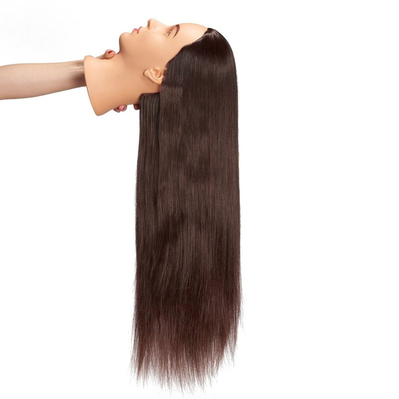 Hairingrid 26"-28" Mannequin Head for Hair Styling Training - Manikin Cosmetology Doll With Synthetic Fiber Hair and Free Clamp Holder (Brown)