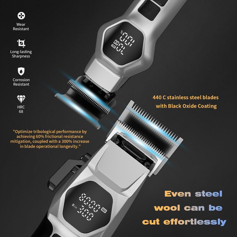 ANGFAN Professional Hair Clippers for Men - 8000RPM Brushless Motor & 440C Steel Blades, Barber-Grade Cordless Clippers & Trimmer Set for Fade Designs, Hair Cutting Tools for Professional Barbers
