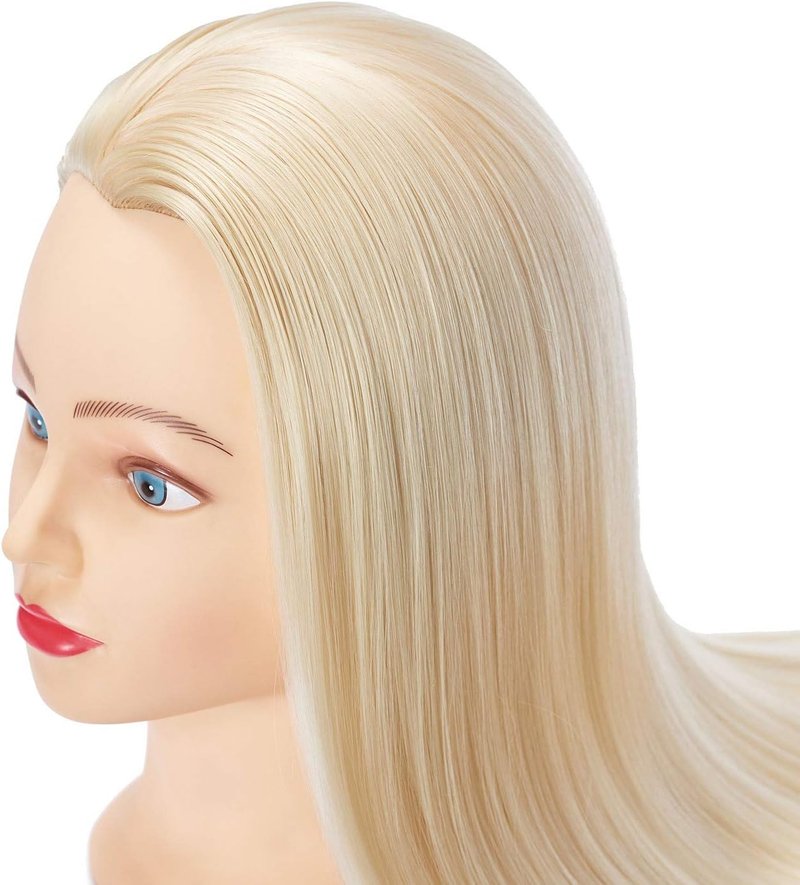 Hairingrid 26"-28" Mannequin Head - Hair Styling Training Head with Synthetic Fiber Hair & Free Clamp Holder | Blonde