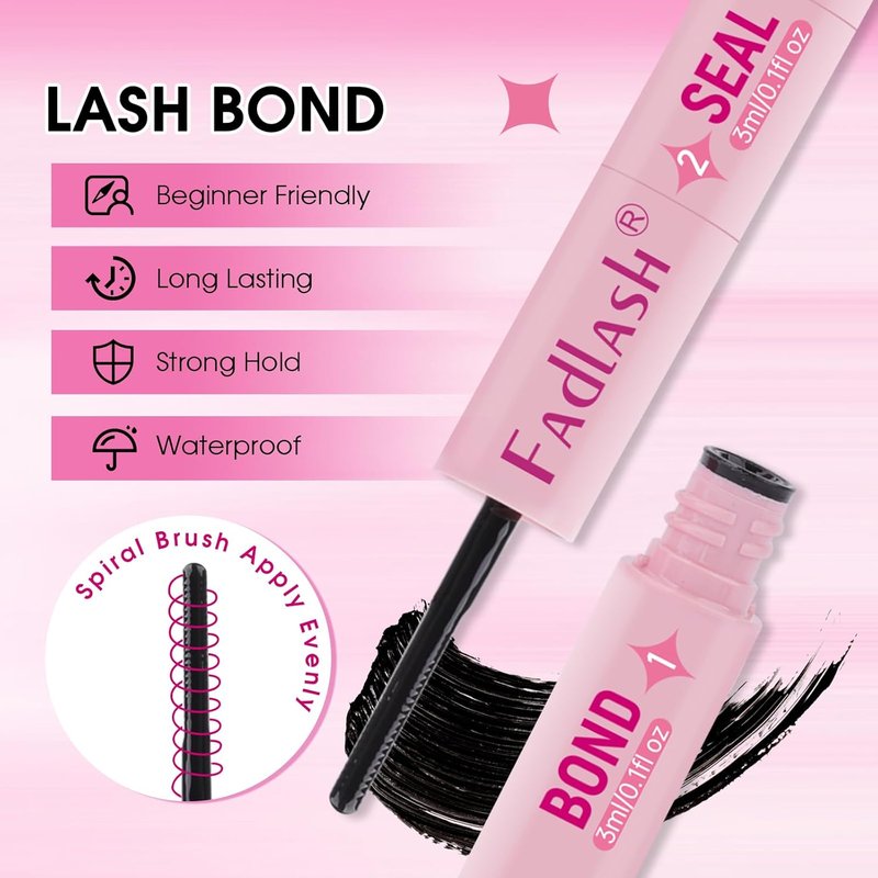 FADLASH 3-in-1 Lash Bond & Seal Remover Set - Gentle Formula for DIY Eyelash Extensions | 72-Hour Hold