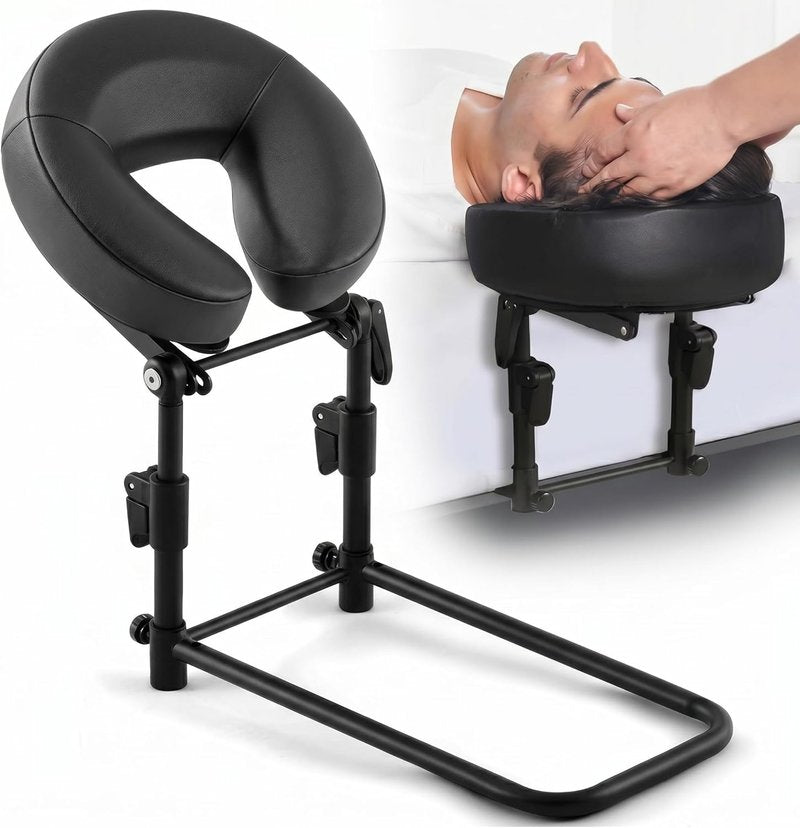 Qunclay Adjustable Massage Headrest - Portable Face Cradle with Soft Pillow Cushion | Ideal for Home & Professional Use (Black)