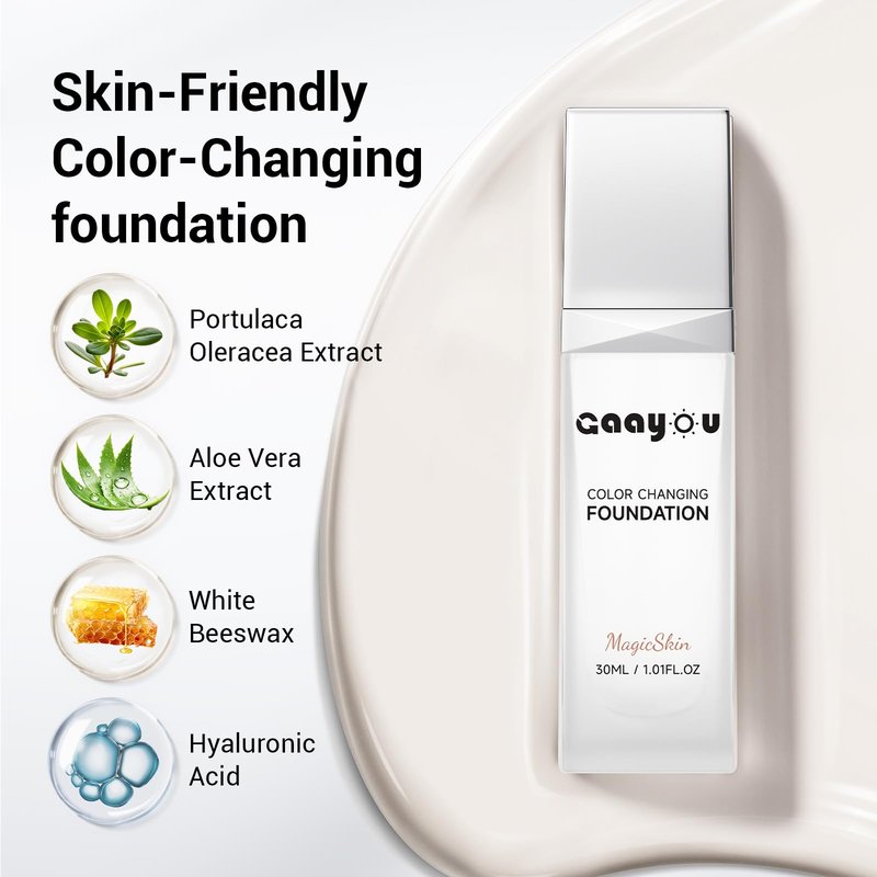 Color Changing Foundation Instantly Adapts to Your Skin Buildable Light-to-Full Coverage, Hydrating Liquid Concealer for Lightweight, Long-Lasting, Natural Dewy Finish Face Makeup