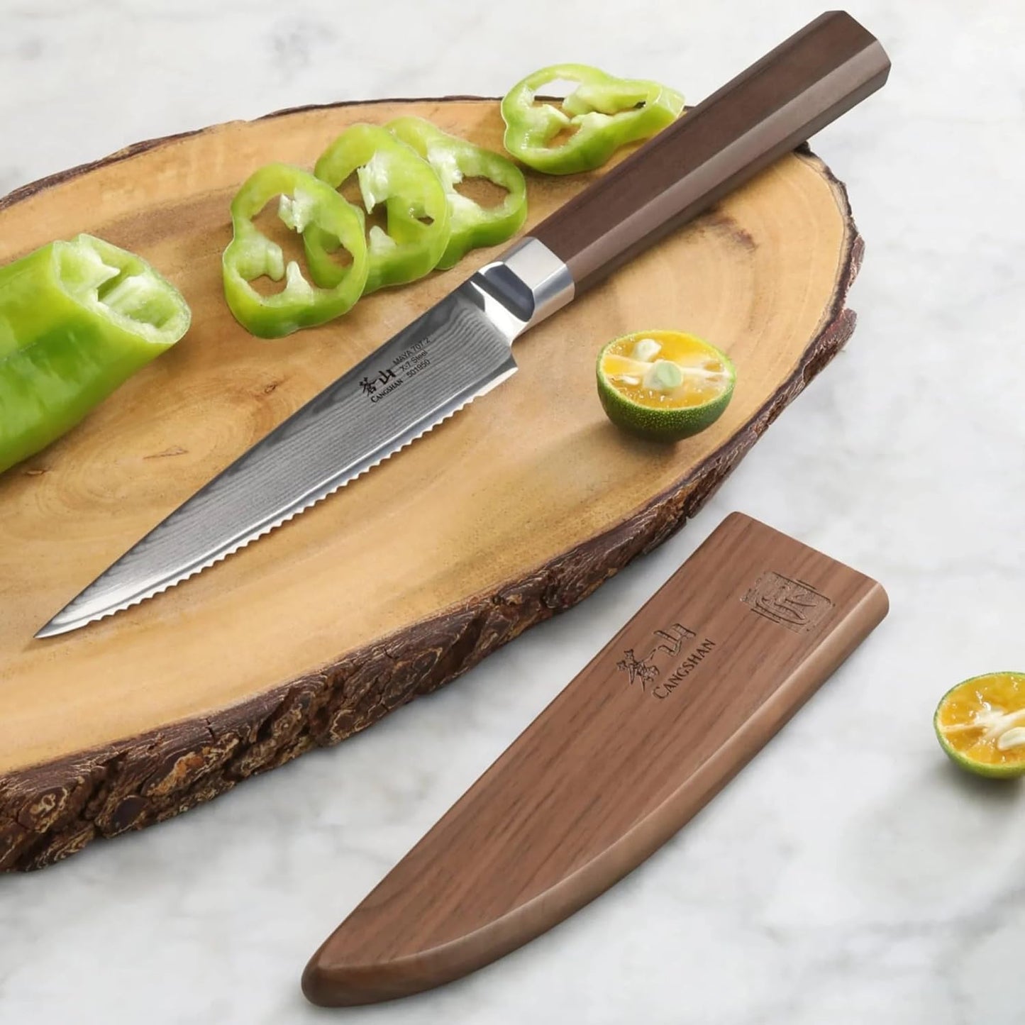 Walnut Magnetic Knife Sheaths - Saya Style Blade Protection for 5-Inch Knives