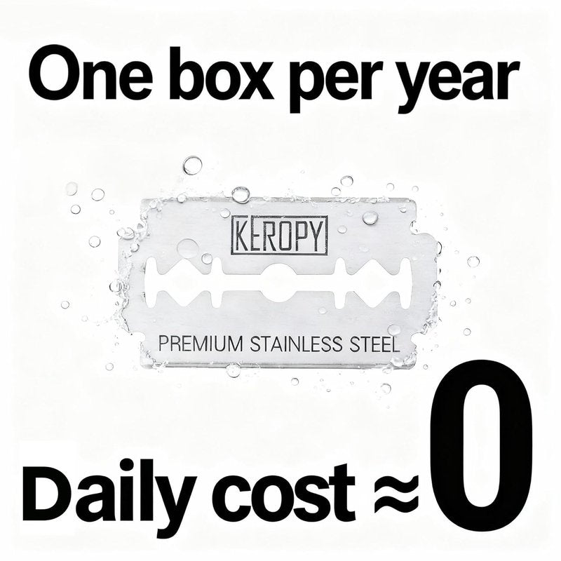 KEROPY Double Edge Safety Razor Blades - 50 Count Premium Surgical Stainless Steel, Chromium Coating, Zero Irritation