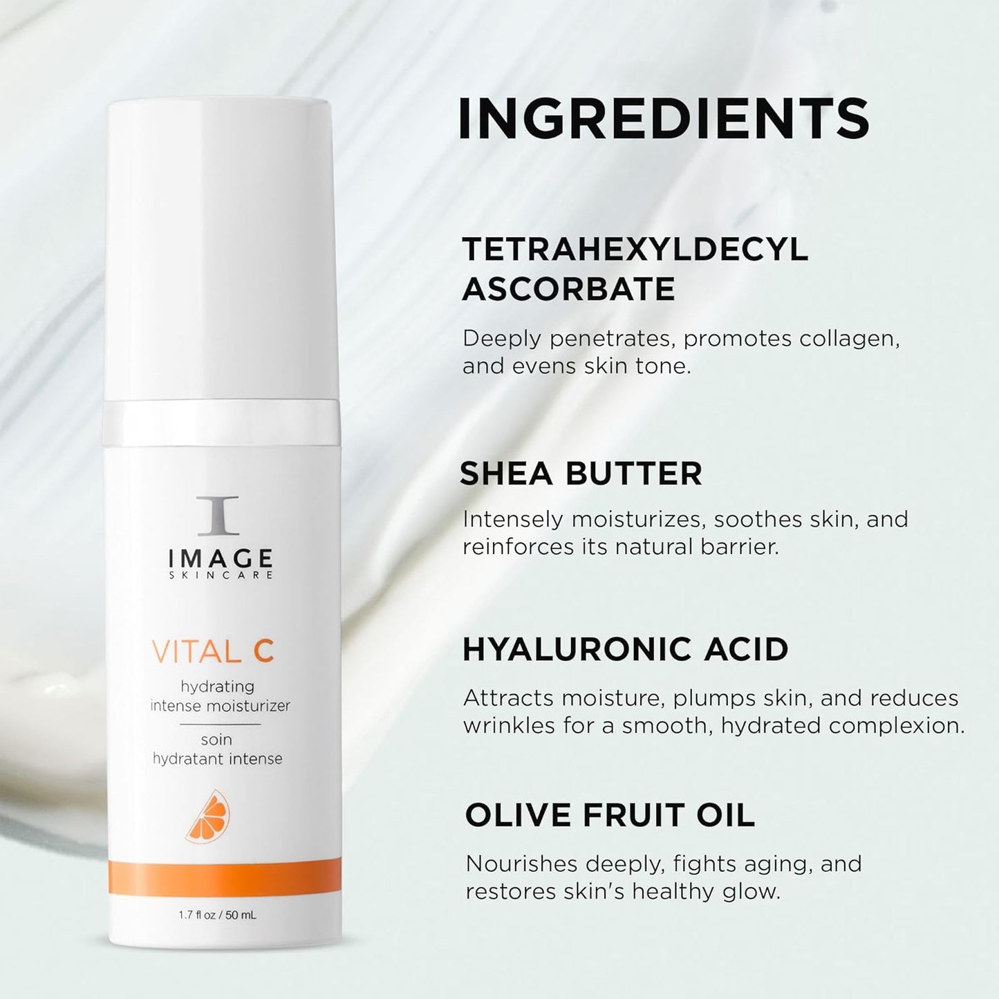 VITAL C Hydrating Intense Moisturizer - Lightweight Face Lotion with Hyaluronic Acid & Shea Butter | 1.7 fl oz for Dry Skin
