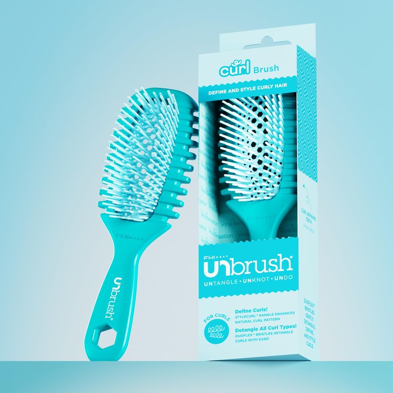 FHI Heat UNbrush Curl Defining Brush — Wavy, Coily, and Curly Hair Brush with DuoFlex Bristles & StyleCurl Handle — for Gentle Detangling & Faster Styling on Wet Hair - Cool Breeze