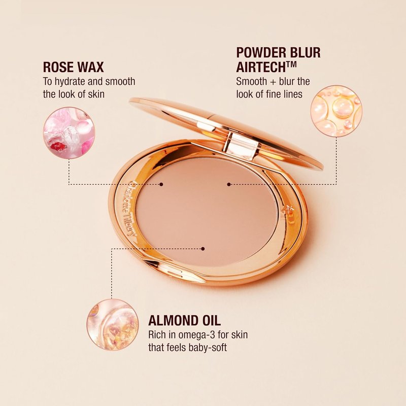 Charlotte Tilbury Airbrush Flawless Finish Setting Powder - Pore-Blurring Face Makeup for a Soft-Focus Finish
