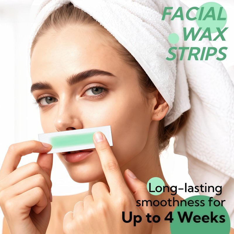 Gemlady Wax Strips for Face, 40Pcs Waxing Strips for Hair Removal, Facial Waxing Kit for Women with 40 Face Wax Strips & 4 Calming Oil Wipes, Aloe Vera