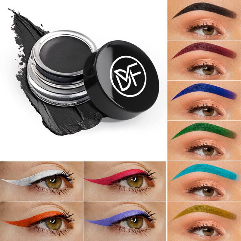 Cosmetics Pigment Activator,Makeup Mixing Liquid Eyeliner Gel Set,Long Lasting Waterproof High-Intensity Pigments Smudge-Proof Eye Liner Gel,Makeup Mixing Liquid With Long Eyeliner Brush Set