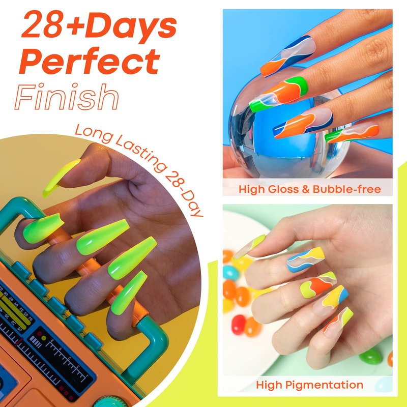 modelones Neon Gel Nail Polish Set -6 Colors Summer LGBT Hot Pink Blue Purple Green Yellow Gel Polish Set Soak Off Nail Kit Manicure DIY Nail Art Salon Home Gift