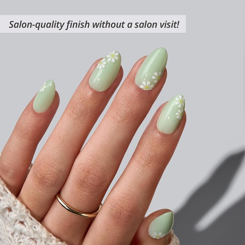 BTArtbox Press On Nails - Meadow Daisy 3D Flower Design | Easy Application in 16 Sizes - 32 Nail Kit