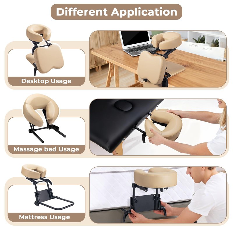 Luxurious 3 in 1 Multipurpose Massage Face Cradle & Cushion for Home Mattress, SPA Table & Desktop, Foldable Adjustable Massage Table Head Rest Face Down Pillow for Bed at Home, Office Siesta Artifact