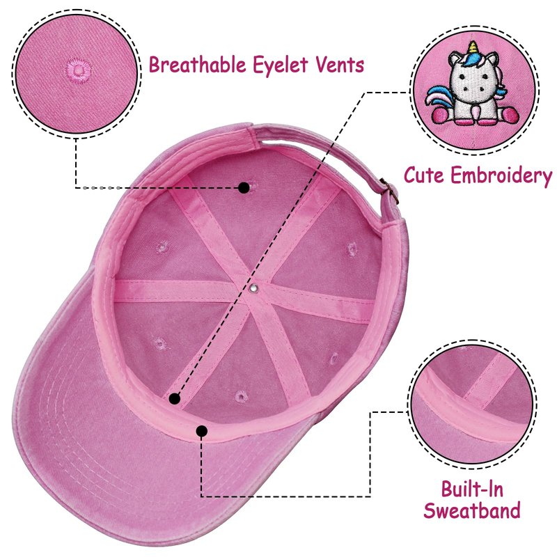 LSDY Embroidery Unicorn Hat for Girls Baseball Hat for Toddler Girl Baseball Cap Girls Hats for Kids Ages 4-8