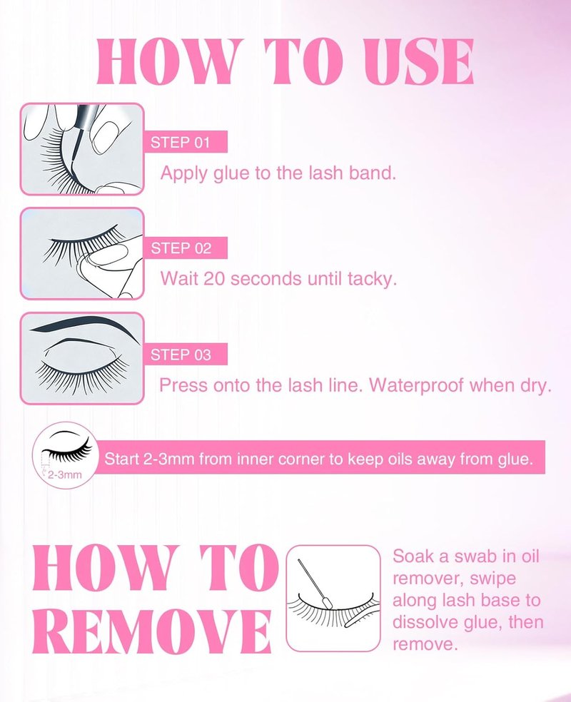 Obeyalash Strong Hold Eyelash Glue - Waterproof, Latex-Free, Quick Dry | 0.17oz Clear for Sensitive Eyes
