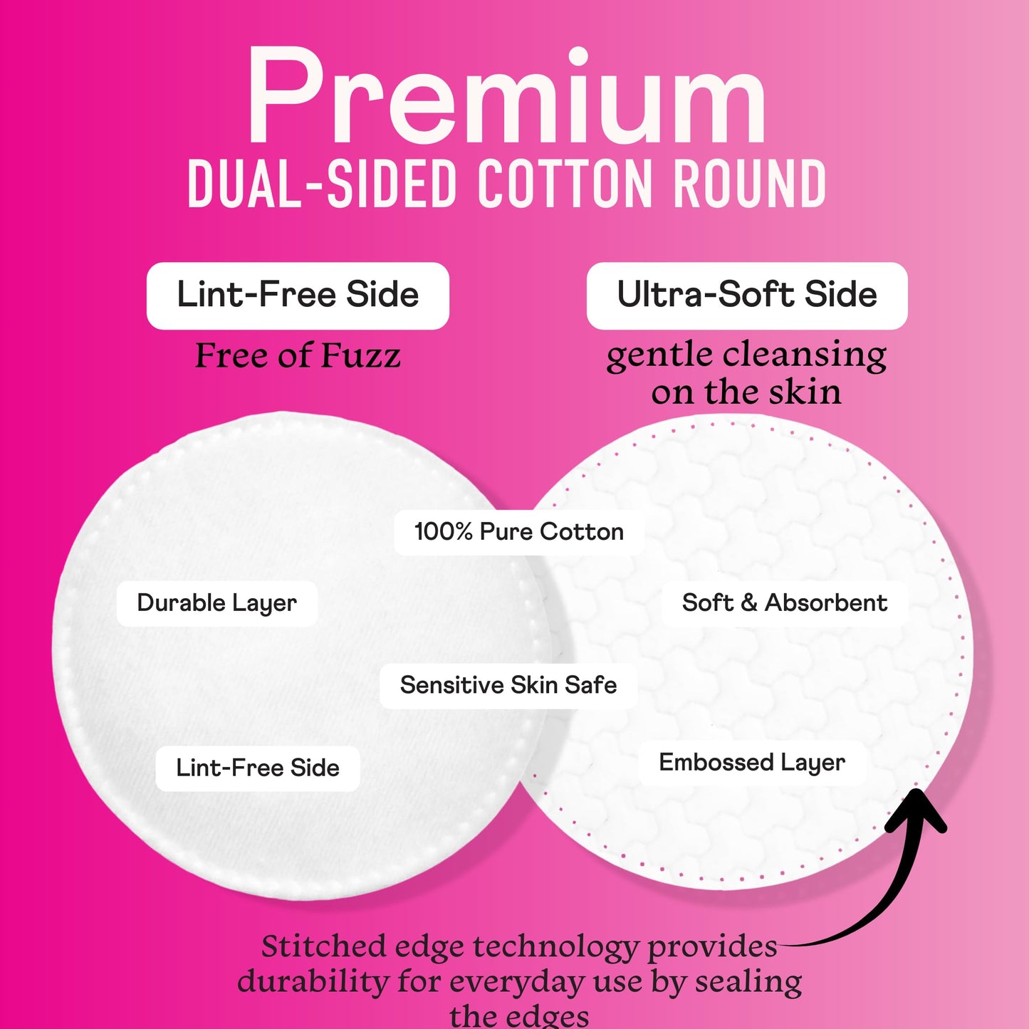 Swisspers Premium Cotton Rounds, Dual Sided Pads - 100 Pads (Pack of 6) - 100% Pure Chlorine-Free Cotton, Hypoallergenic & Dermotologist Tested - Cotton Pads for Makeup & Nail Polish Removal