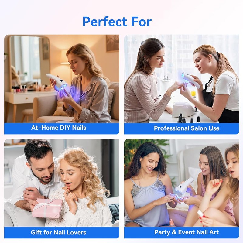 Makartt Portable Cordless UV LED Nail Lamp - 222 mW/cm² Mini Dryer for Rhinestone Glue & Poly Nail Gel | Rechargeable with LCD Display & Smart Sensor