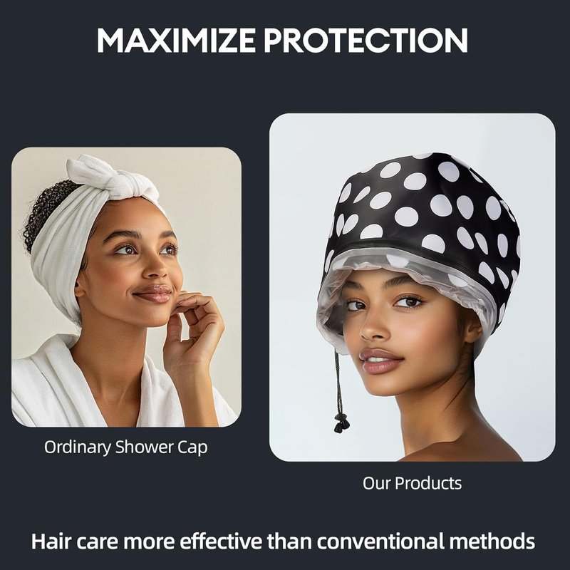 Skiennix Electric Hair Steamer Cap - 2 Mode Temperature Control | Removable Thermal Spa Hat (Black & White)