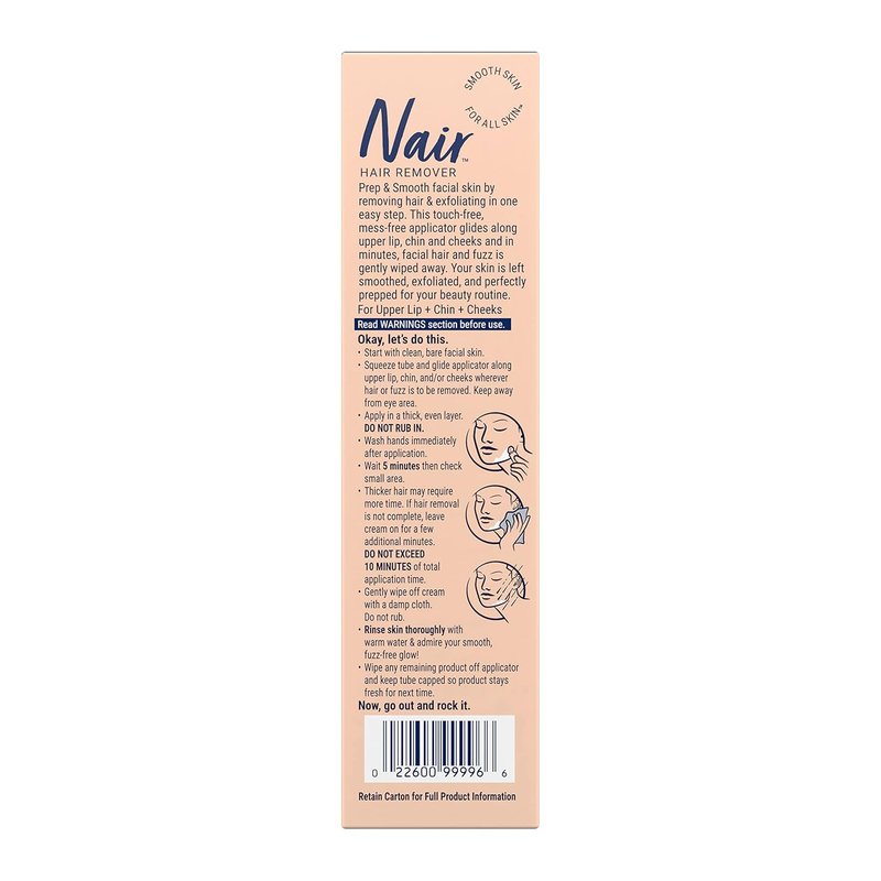 NAIR Exfoliating Facial Hair Removal Cream for Women - Smooth Skin with Collagen for Sensitive Skin