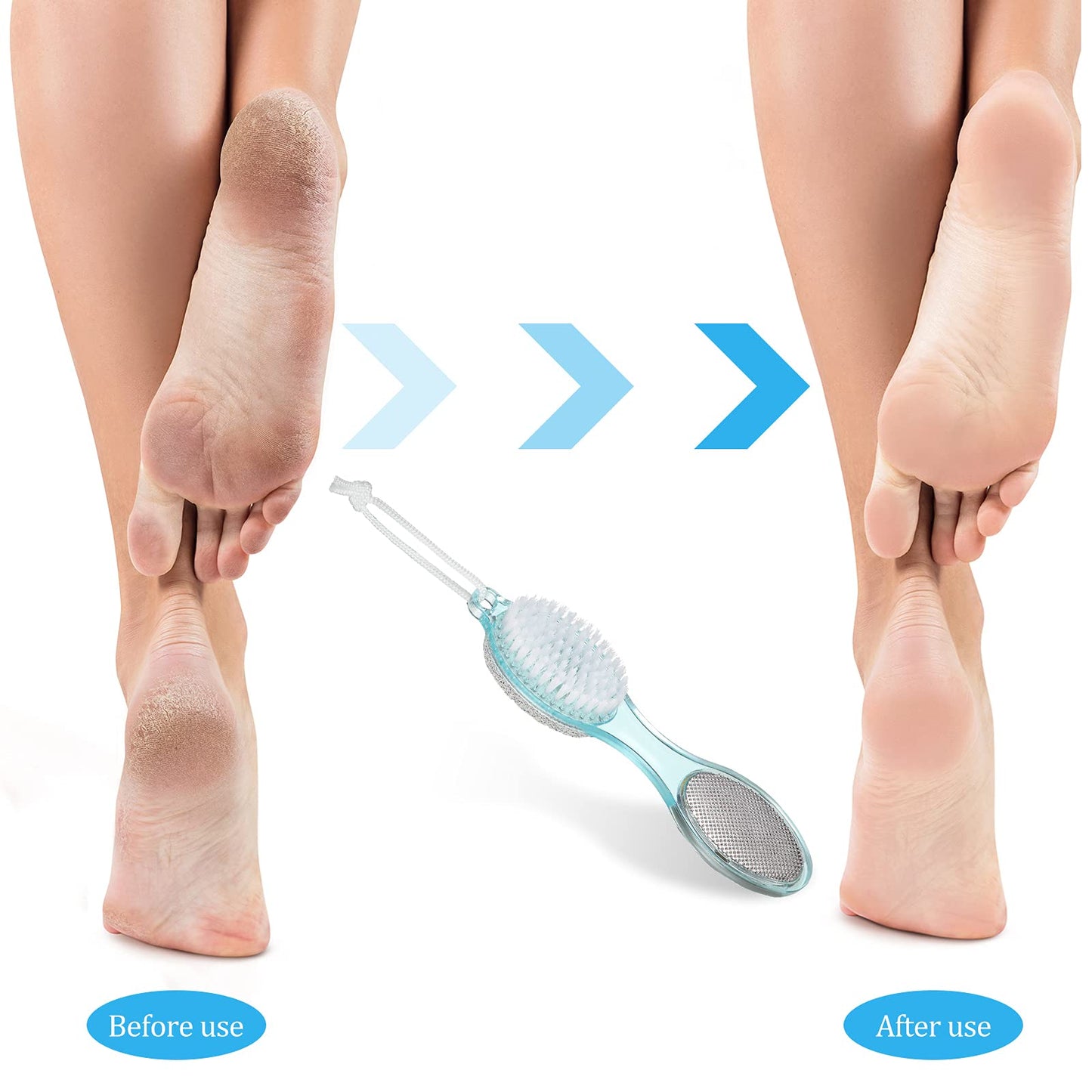 Sieral 4 Pcs Foot Scrubber 4 in 1 Feet Brush for Use in Shower with Pumice Stone, Foot Rasp and Sandpaper, Feet Scrubber Brush for Dead Skin and Shower, Skin Remover