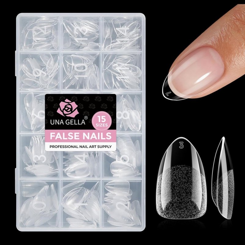 Short Almond Gel Nail Tips - 300PCS Pre-Etched Soft Gel | Easy DIY Press-On Nails for Salon Quality Finish