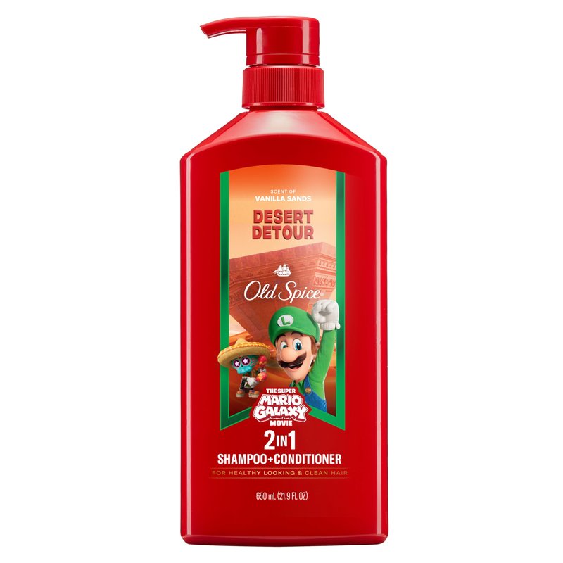 Old Spice Mens 2-in-1 Shampoo and Conditioner, Desert Detour, x The Super Mario Galaxy Movie, 21.9 fl oz