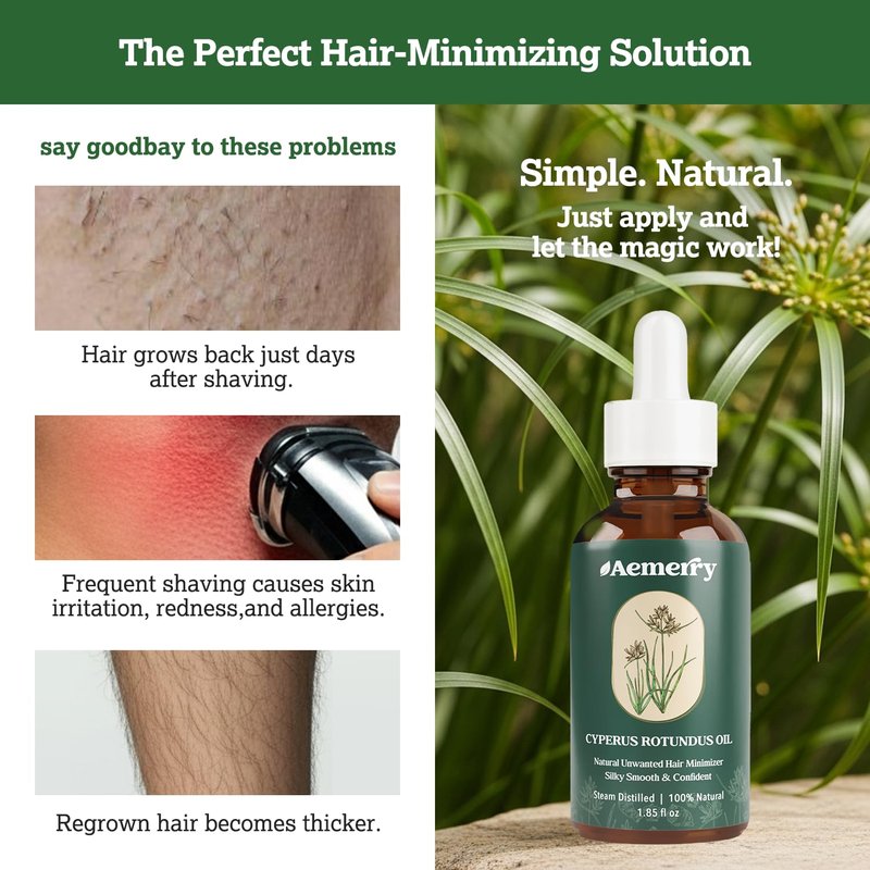 Cyperus Rotundus Oil: Natural Cyperus Rotundus After Hair Removal Oil, Slow & Reduce Regrowth for Face & Body, Moisturizing, Soothing & Smoothing Care, Safe for Sensitive Skin & PCOS.