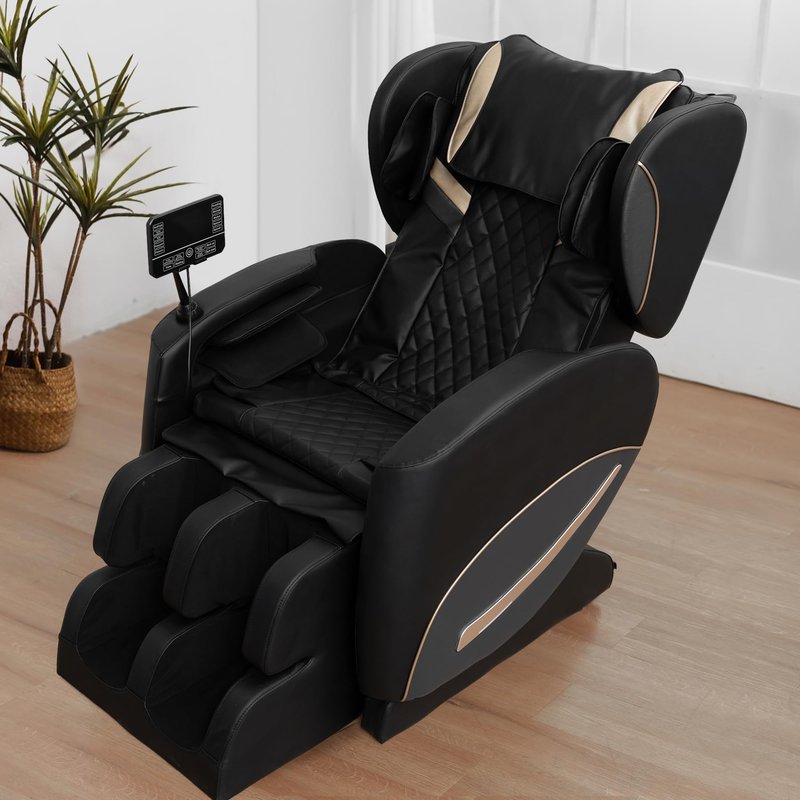 KEIKI Zero Gravity Massage Chair Recliner with 10 Massage Rollers, Full Body Air Pressure Therapy, Heated Lumbar & Leg, Foot & Calf Massage, Bluetooth Audio, Adjustable Intensity, PU Leather, Black