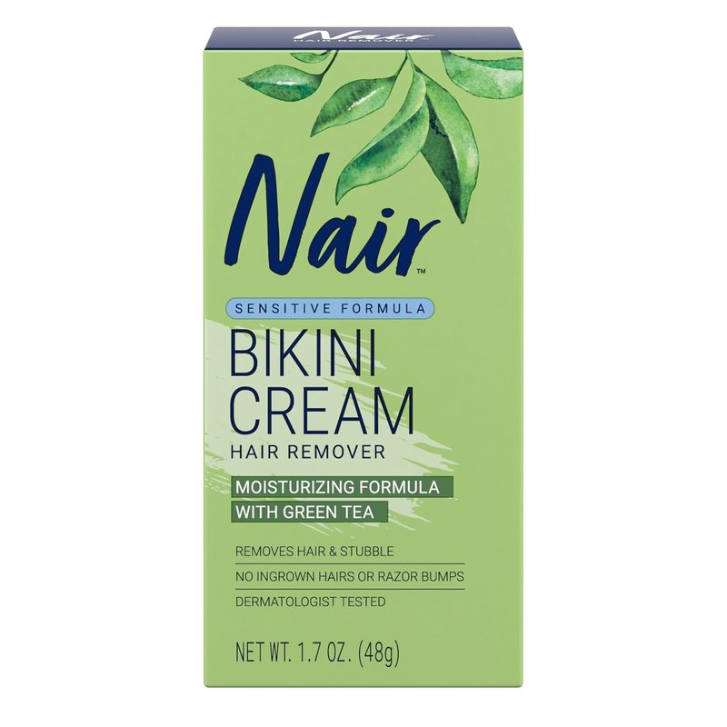 Nair Bikini Cream - Green Tea Sensitive Formula for Gentle Hair Removal | 1.7 Ounce