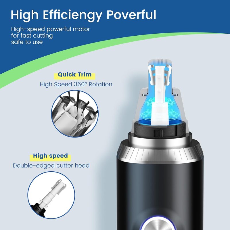 Skiennix Ear and Nose Hair Trimmer - Professional Painless USB Rechargeable Tool with Dual-Edge Blades