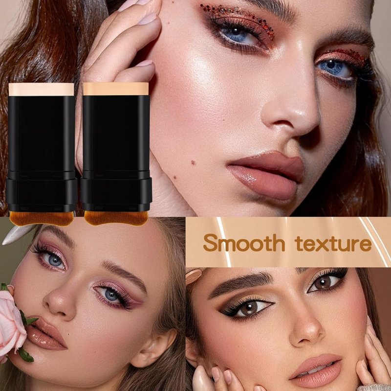 Skiennix Dual Ended Foundation Stick - 2 in 1 Concealer & Contour Makeup, Hydrating Formula, Lightweight & Waterproof (Natural)