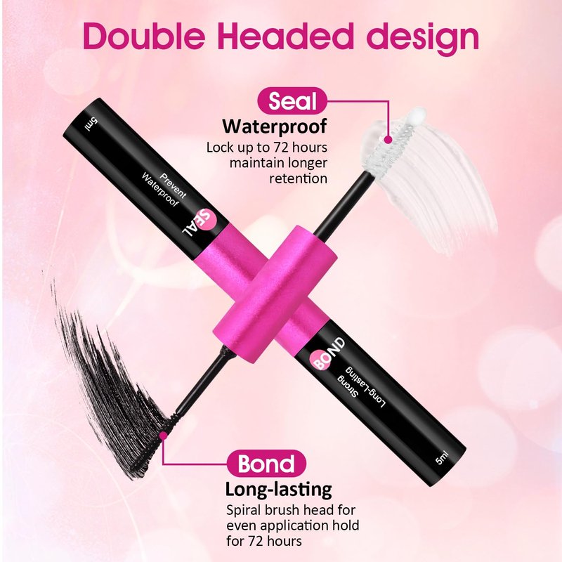 Lash Cluster Glue - Waterproof Bond & Seal for 72-Hour Hold | 2-in-1 Long-Lasting Formula - 5ml + 5ml