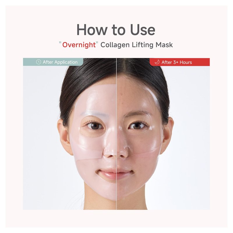 CANDORLOV Overnight Collagen Lifting Face Mask 5 Sheets, Korean Face Lifting Deep Hydrogel Mask for Glass Skin, Anti-Aging with PDRN, Hyaluronic Acid for Elasticity, Firmness