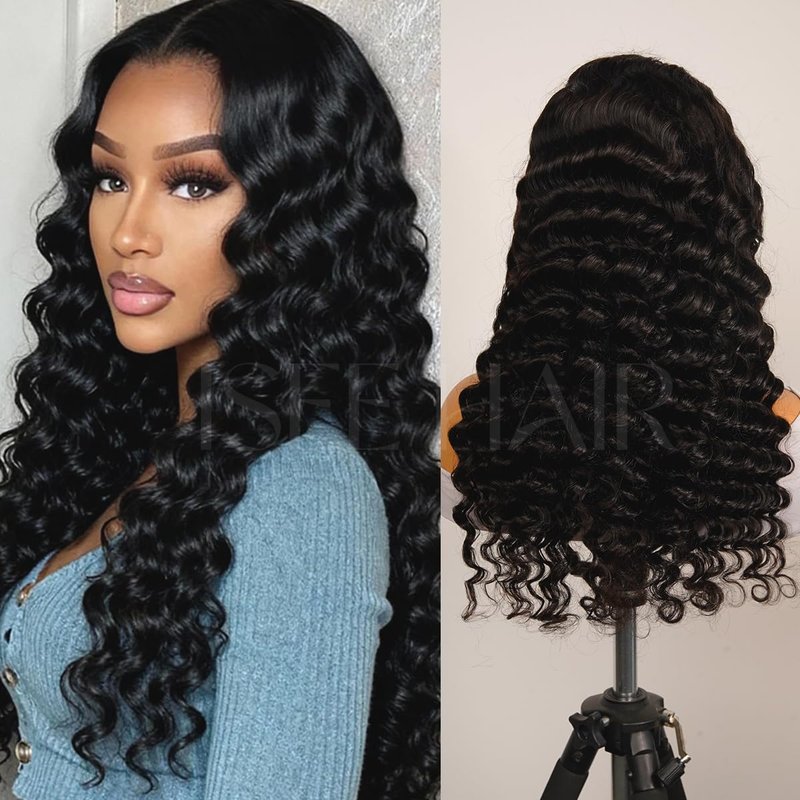 ISEE Half Wig - Human Hair Loose Deep Wave | 180% Density, Beginner-Friendly, 26 Inch