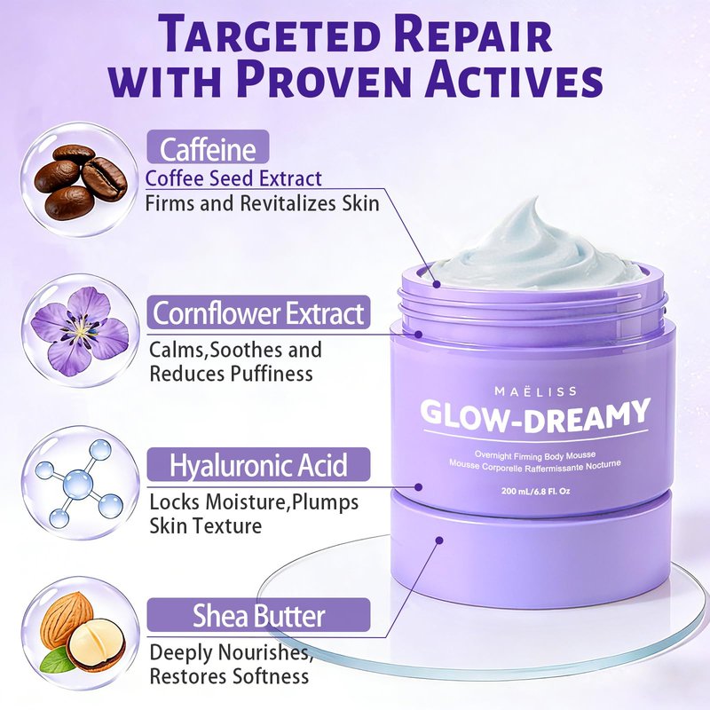 Overnight Toning Body Whip - Firming for Loose Crepey Skin on Arms, Thighs & Belly, Moisturizing & Anti-Wrinkle Night Cream to Improve Tone While You Sleep, Gifts for Mom Grandma Women 6.8 Fl oz