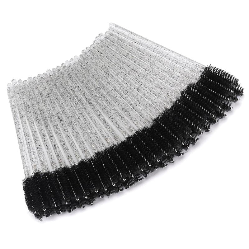 Elisel 300 PCS Disposable Mascara Brushes Crystal Eyelash Brushes Mascara Wands Applicator Eyelash Extensions Makeup Tools Eyebrow Brush (Black)