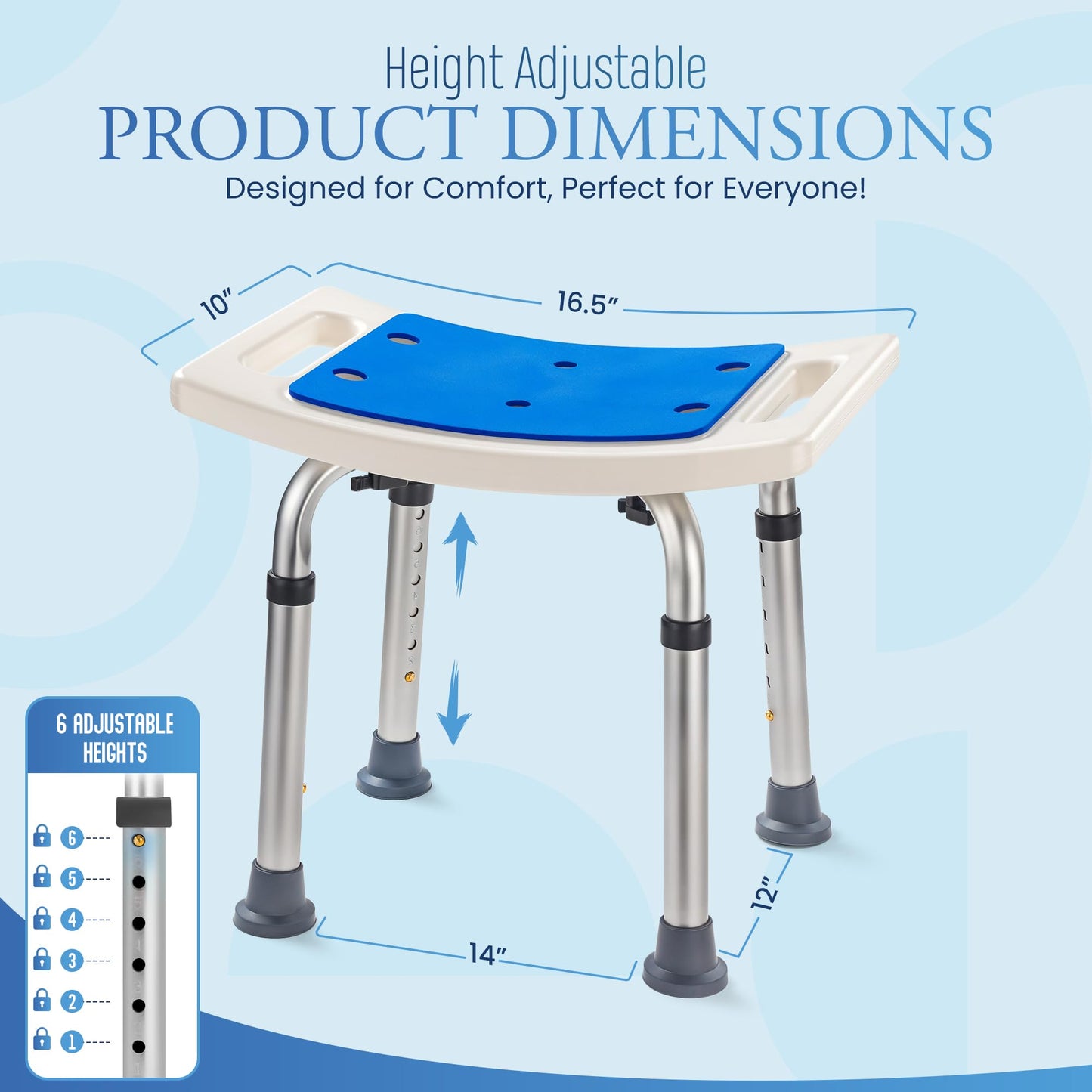 Dr.Kays Shower Chair for Inside Bathroom 350 lbs Shower Stool with Adjustable Height, Portable Heavy-Duty Bath Bench Padded Seat for Inside Tub Bathroom Chair for Elderly and Disabled FSA/HSA Eligible