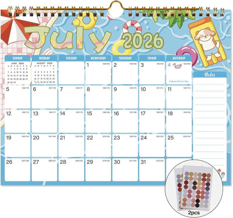 2026-2027 Monthly Wall Calendar - Thick Paper, Julian Dates | 11 x 8.5 Inches for New Year & Christmas Gifts