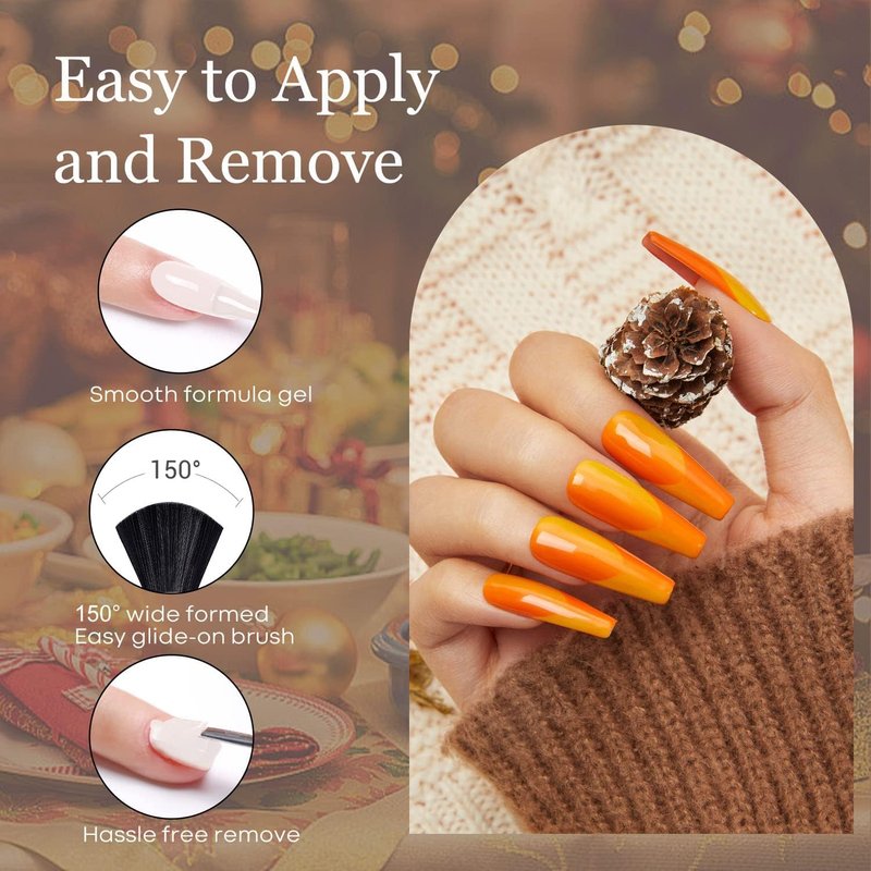 modelones Gel Nail Polish Set, 6 Colors Nude Brown Burnt Orange Glitter Gel Polish Dark Red Wine Burgundy Maroon Nail Polish Soak Off Winter Nail Art Manicure Kit DIY Salon Gift
