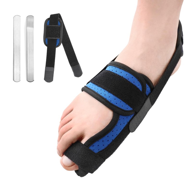 Chonario Big Toe Brace Splint for Broken, Turf Toe, Fracture, Arthritis, Sprains, Support for Women & Men, with 2 Removable Metal Plates - Blue Right