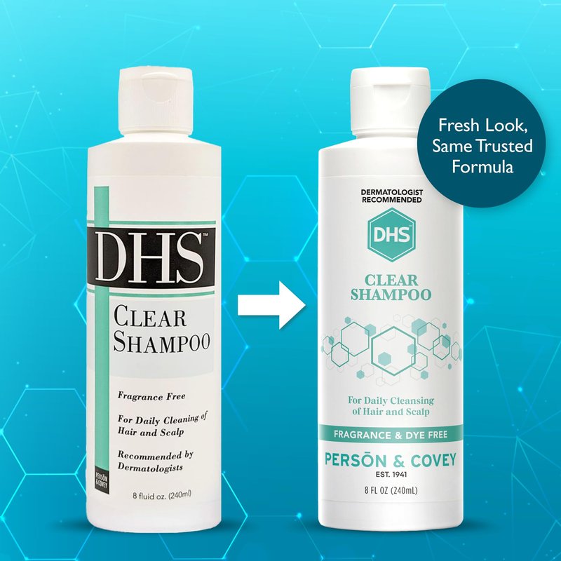 DHS Clear Shampoo - Women’s and Men’s Shampoo for Sensitive Skin/Unscented, Cleans Hair and Treats Dry Scalp/Irritant-free, Paraben-free, Fragrance-free, and Dye-free / 8oz