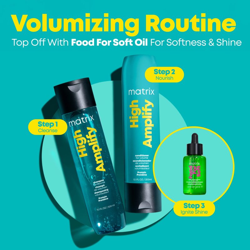 Matrix High Amplify Volumizing Shampoo - Instant Lifts and Cleanses Hair For Volume & Strength, Lightweight & Silicone-Free Formula, Boost Structure in Fine, Thin & Limp Hair With Protein, 10.1 Fl Oz