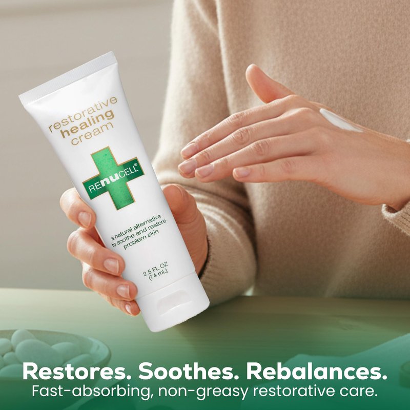 Renucell Restorative Healing Ointment for Itchy and Dry Skin with Natural PHYOXOLIN® – Moisture Barrier Skin Repair Cream to Soothe Cracked, Irritated Skin on Face & Body 2.5 oz