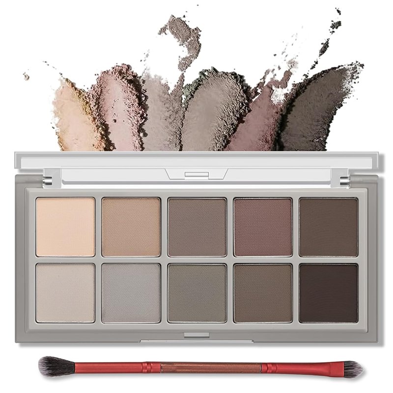 Erinde Matte Eyeshadow Palette - 10 Colors for Ultra-Blendable, Long-Lasting Looks | Taupe Brown & Neutral Shades
