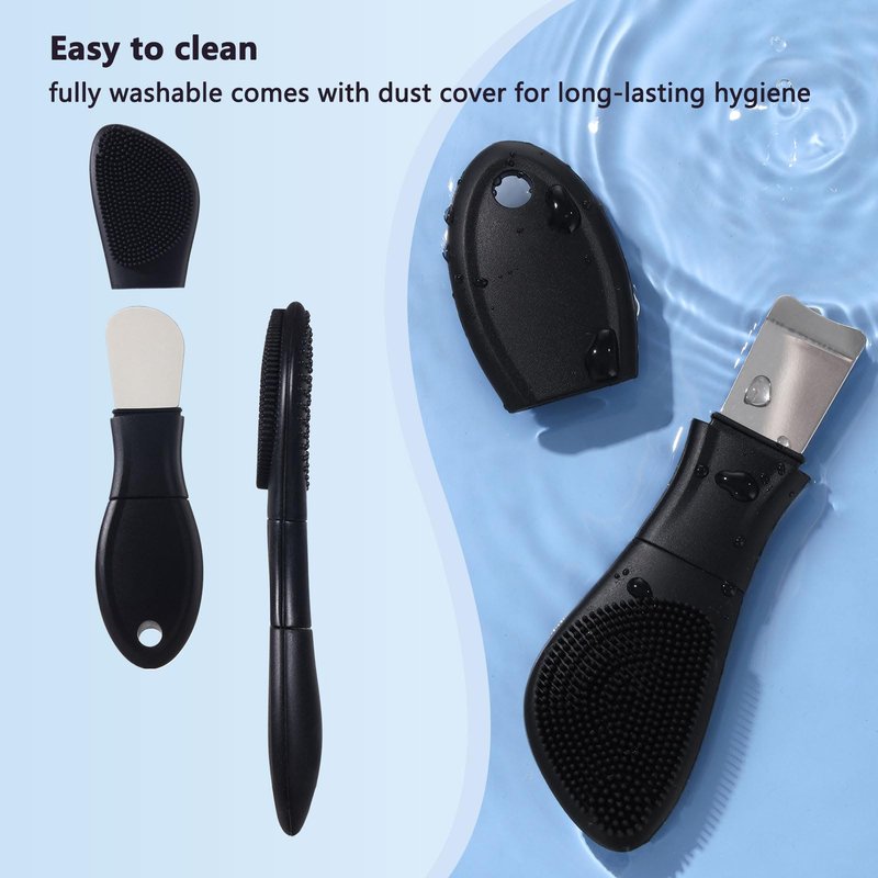PeaKalo Silicone Face Scrubber Black Head Remover for Face- Appliances for Removing Make-up for Deep Cleansing Blackhead Remover Tools Face Spatula Makeup Removal Washing Brushes Pore Cleaner (Black)