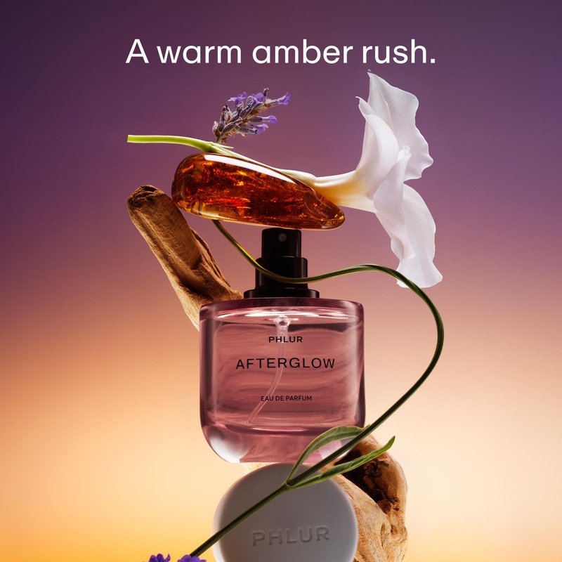 PHLUR Afterglow Perfume for Women & Men, 50 mL – Warm Amber Vanilla Eau de Parfum, Citrus Apricot Coconut Fragrance with Lavender Milk, Sandalwood & Cashmere Woods