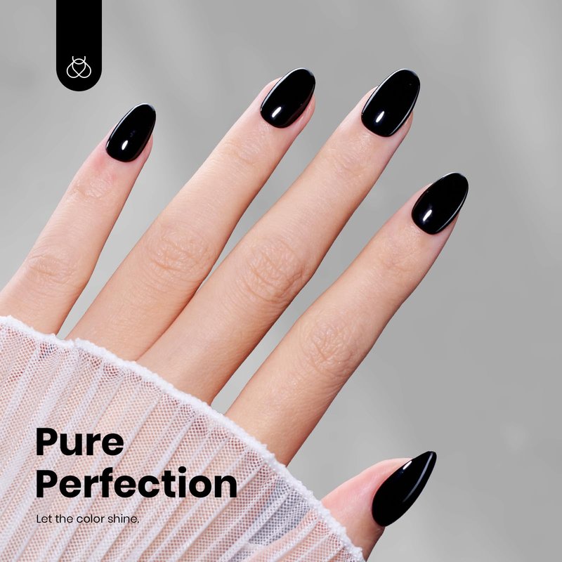Beetles Black Gel Polish – Silent Charm Audrey Black Color Hema Free Gel Polish, 15ML Full Size Long-Lasting Soak Off UV LED Glossy Manicure for DIY Nail Art