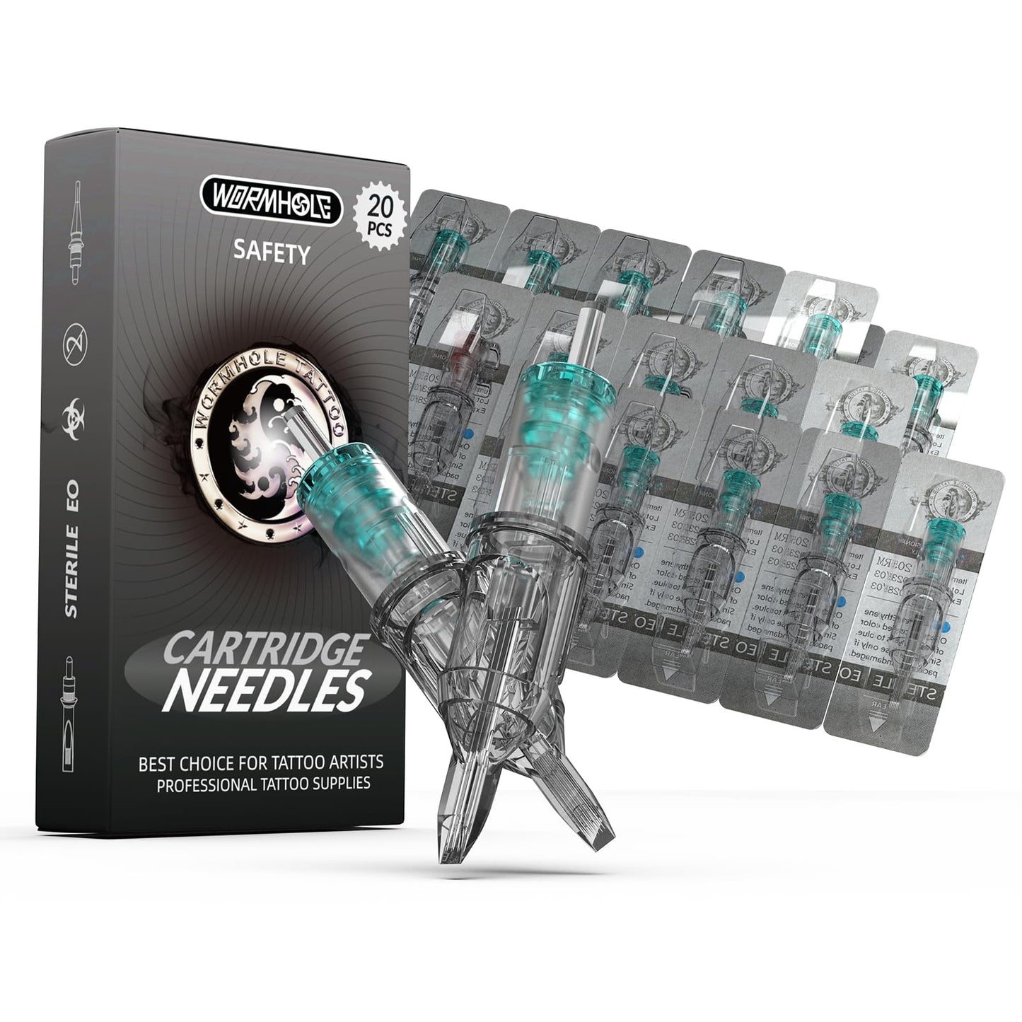Wormhole Tattoo Needles 20Pcs 7RM Disposable Tattoo Cartridge Needles Curved Magnum for Tattoo Gun Cartridge Machine Permanent Makeup (1207RM)