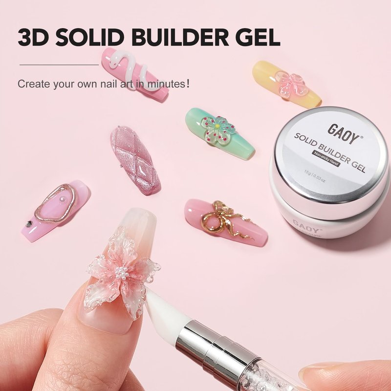 GAOY Clear 3D Sculpting Gel for Nail Art, 15g Solid Nail Gel Non-Sticky Hard Builder Gel for Carving, Molding and Building